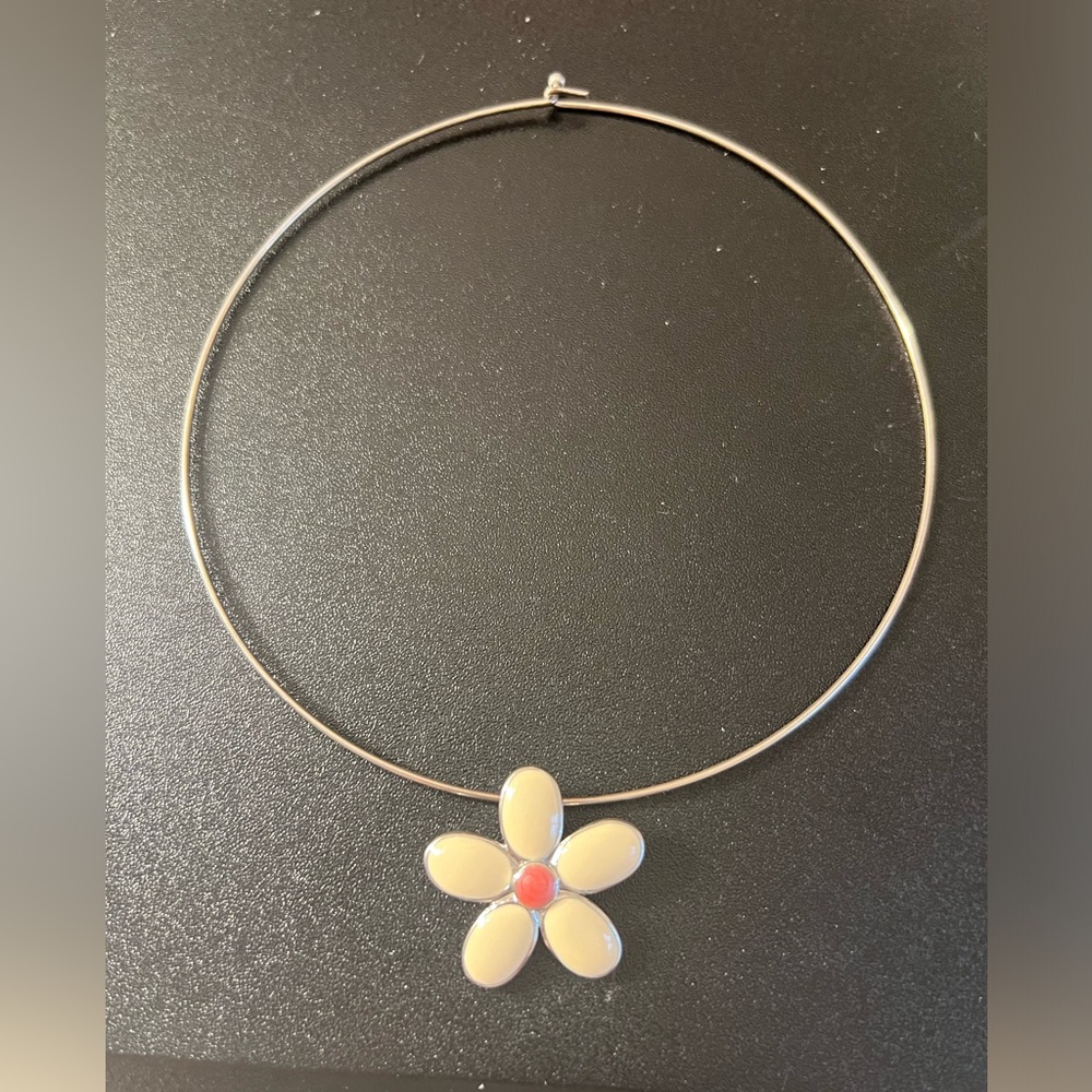 Lia Sophia Cream and Pink Flower Necklace